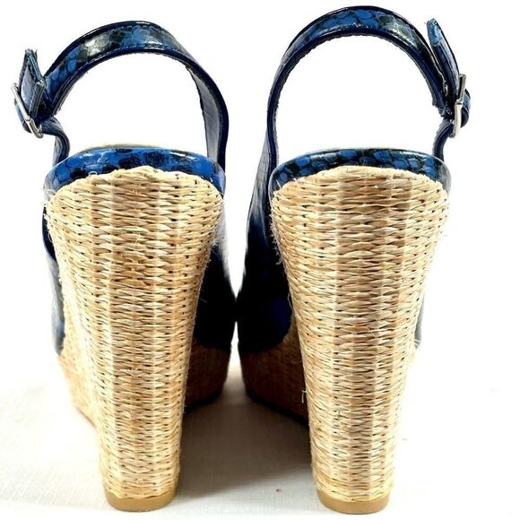 BLUE SNAKESKIN PLATFORM WEDGES BY WHBM SIZE 7M - Picture 5 of 6